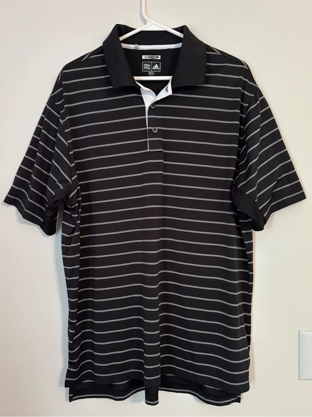 Adidas Men's Striped Black Performance Polo Golf Tennis Pickleball Size L